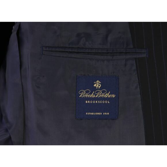 Brooks Brothers BrooksCool Black Sky Blue Pinstripe 2-Btn Suit Jacket Blazer 42L - Picture 7 of 8